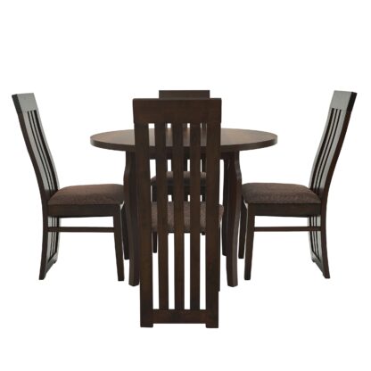 Set masa fixa 100 cm cu 4 scaune tapitate, MB-12 Poli3 si S-104 SB, Nuc, lemn masiv, stofa - imagine 3