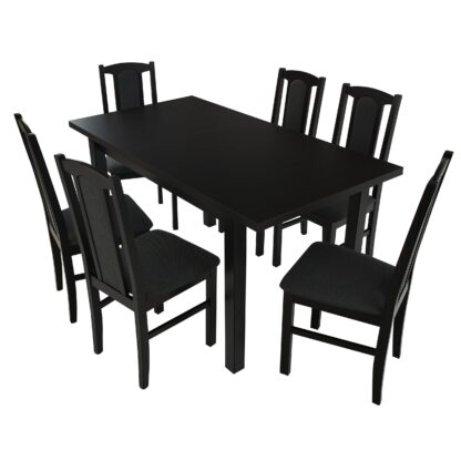 Set masa extensibila 120x150 cm cu 6 scaune tapitate, MB-13 Max5 si S-37 Boss7 W11, Wenge, lemn masiv, stofa - imagine 4