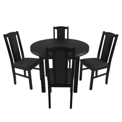 Set masa extensibila 100x130 cm cu 4 scaune tapitate, MB-12 Poli1 si S-37 Boss7 W11, Wenge, lemn masiv, stofa - imagine 4
