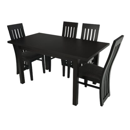 Set masa extensibila 120x150 cm cu 4 scaune tapitate, MB-13 Max5 si S-104 SM, Wenge, lemn masiv, stofa - imagine 4