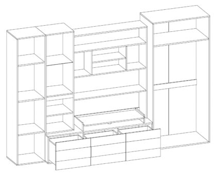 Bibliotecă living Glamour, Wenge/Cappuccino, 300x198x57 cm - imagine 3