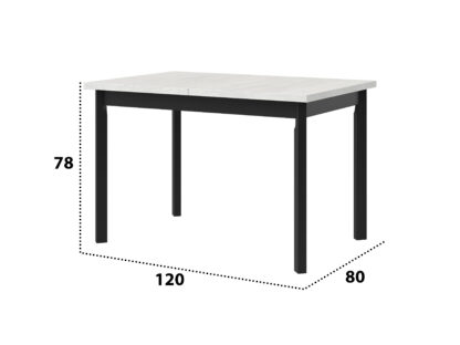 Masa extensibila 120x150 cm MB-13 Max 5 P, Bialy/Czarny, lemn masiv de fag si PAL - imagine 4