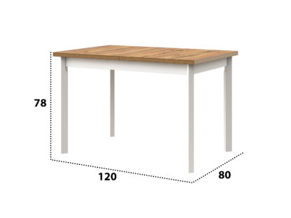 Masa extensibila 120x150 cm MB-13 Max 5 P, Wotan/Bialy, lemn masiv de fag si PAL - imagine 2