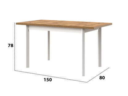 Masa extensibila 120x150 cm MB-13 Max 5 P, Wotan/Bialy, lemn masiv de fag si PAL - imagine 4