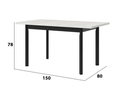 Masa extensibila 120x150 cm MB-13 Max 5 P, Bialy/Czarny, lemn masiv de fag si PAL - imagine 2