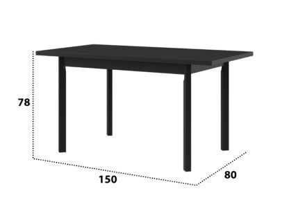 Masa extensibila 120x150 cm MB-13 Max 5 P, Grafit/Czarny, lemn masiv de fag si PAL - imagine 4