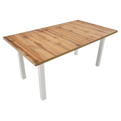 Masa extensibila 160x240 cm MB-21 Modena2 XL, Wotan/Bialy, lemn masiv de fag si PAL - imagine 2