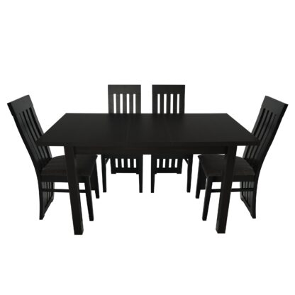 Set masa extensibila 120x150 cm cu 4 scaune tapitate, MB-13 Max5 si S-104 SM, Wenge, lemn masiv, stofa - imagine 3