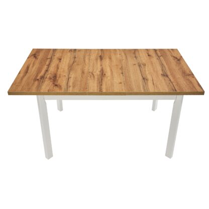 Set masa extensibila 120x150 cm cu 6 scaune tapitate, MB-13 Max5 P si S-37 Boss7 B 18A, Wotan/Bialy, lemn masiv de fag, stofa - imagine 6