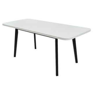 Masa extensibila 140x180 cm MB-13 Oslo 6, Bialy/Czarny, lemn masiv de fag si PAL