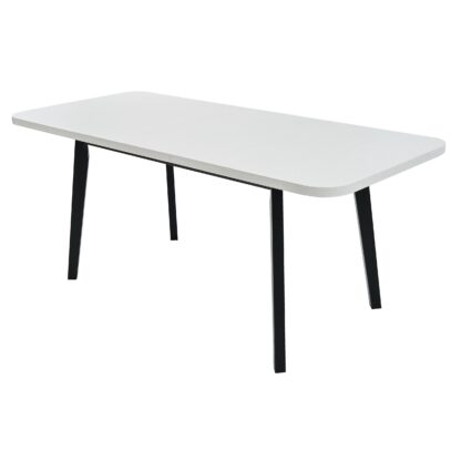 Masa extensibila 140x180 cm MB-13 Oslo 6, Bialy/Czarny, lemn masiv de fag si PAL