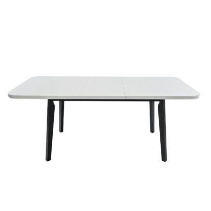 Masa extensibila 140x180 cm MB-13 Oslo 6, Bialy/Czarny, lemn masiv de fag si PAL - imagine 2