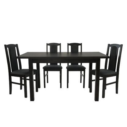 Set masa extensibila 120x150 cm cu 4 scaune tapitate, MB-13 Max5 si S-37 Boss7 W11, Wenge, lemn masiv, stofa - imagine 4