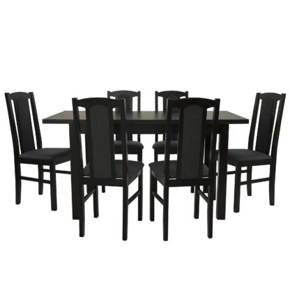 Set masa extensibila 120x150 cm cu 6 scaune tapitate, MB-13 Max5 si S-37 Boss7 W11, Wenge, lemn masiv, stofa - imagine 5
