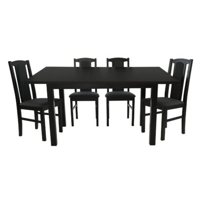 Set masa extensibila 120x150 cm cu 4 scaune tapitate, MB-13 Max5 si S-37 Boss7 W11, Wenge, lemn masiv, stofa - imagine 3