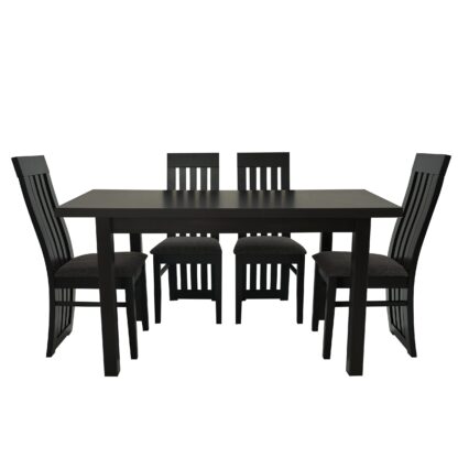 Set masa extensibila 120x150 cm cu 4 scaune tapitate, MB-13 Max5 si S-104 SM, Wenge, lemn masiv, stofa - imagine 2
