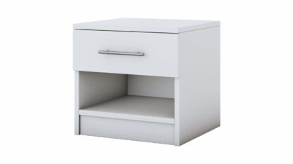 Set Dormitor Beta, alb, dulap 120 cm, pat 140x200 cm, 2 noptiere, comoda - imagine 8