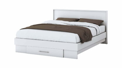 Set Dormitor Beta, alb, dulap 120 cm, pat 140x200 cm, 2 noptiere, comoda - imagine 5