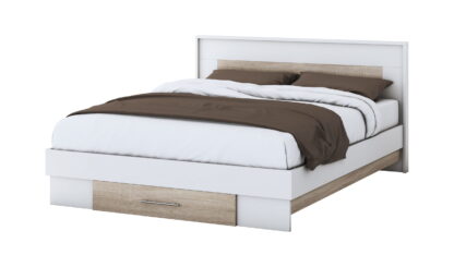 Set Dormitor Beta, alb / sonoma, dulap 120 cm, pat 140x200 cm, 2 noptiere, comoda - imagine 9
