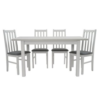 Set masa extensibila 120x150cm cu 4 scaune tapitate, MB-13 Max5 si S-38 Boss10 B10, alb, lemn masiv de fag, stofa - imagine 3