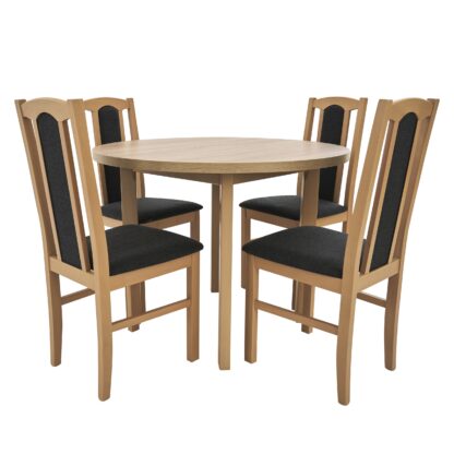 Set masa fixa 100 cm cu 4 scaune tapitate, MB-12 Poli2 si S-37 Boss7 S11, Sonoma, lemn masiv, stofa - imagine 3