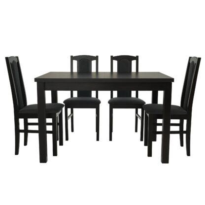 Set masa extensibila 120x150 cm cu 4 scaune tapitate, MB-13 Max5 si S-37 Boss7 W11, Wenge, lemn masiv, stofa - imagine 2