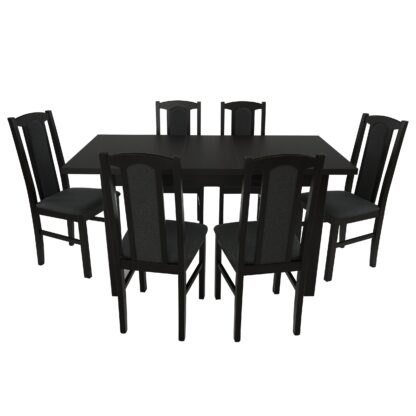 Set masa extensibila 120x150 cm cu 6 scaune tapitate, MB-13 Max5 si S-37 Boss7 W11, Wenge, lemn masiv, stofa - imagine 2