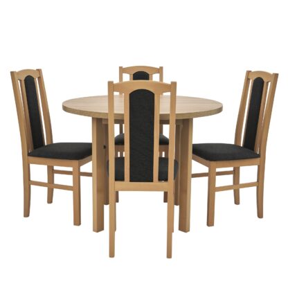Set masa fixa 100 cm cu 4 scaune tapitate, MB-12 Poli2 si S-37 Boss7 S11, Sonoma, lemn masiv, stofa - imagine 4