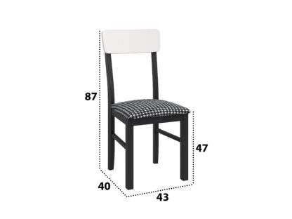 Scaun din lemn masiv de fag tapitat cu stofa S-38 Leo1 CZ 34, alb/negru - imagine 8