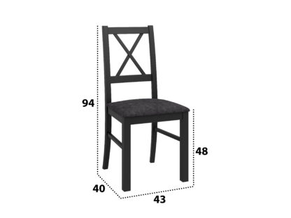 Scaun din lemn masiv de fag tapitat cu stofa S-38 Nilo10 CZ 24 Z, negru - imagine 7