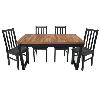 Set masa extensibila 140x180 cm cu 4 scaune tapitate, MB-13 Ikon 2 si S-38 CZ Boss10 26 X, Stirling/Czarny, lemn masiv de fag, stofa - imagine 2