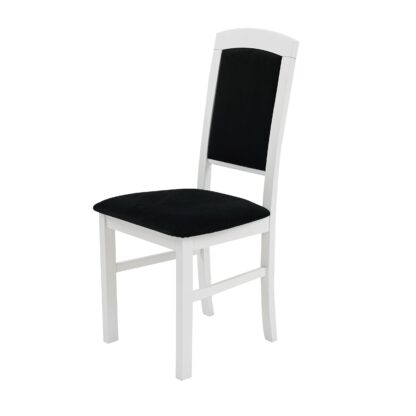 Set masa extensibila 120x150 cm cu 4 scaune tapitate, MB-13 Max5 P si S-38 Nilo4 29B, Bialy/Czarny, Lemn masiv de fag, Stofa - imagine 6