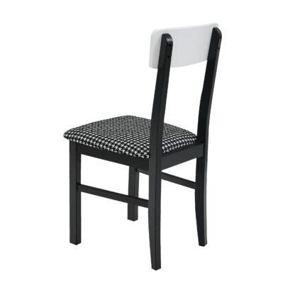 Scaun din lemn masiv de fag tapitat cu stofa S-38 Leo1 CZ 34, alb/negru - imagine 4