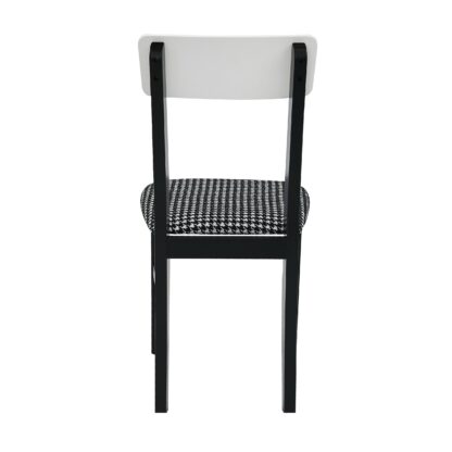 Scaun din lemn masiv de fag tapitat cu stofa S-38 Leo1 CZ 34, alb/negru - imagine 5