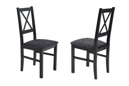 Scaun din lemn masiv de fag tapitat cu stofa S-38 Nilo10 CZ 24 Z, negru - imagine 6