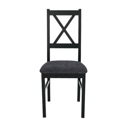 Set masa extensibila 120x150 cm cu 4 scaune tapitate, MB-13 Max5 P si S-38 CZ Nilo10 24Z, Grafit/Czarny, lemn masiv de fag, stofa - imagine 7