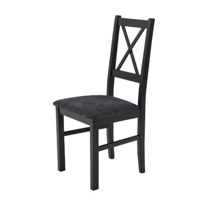 Scaun din lemn masiv de fag tapitat cu stofa S-38 Nilo10 CZ 24 Z, negru - imagine 2