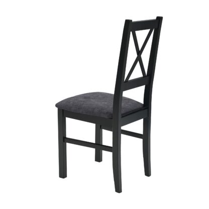 Scaun din lemn masiv de fag tapitat cu stofa S-38 Nilo10 CZ 24 Z, negru - imagine 4