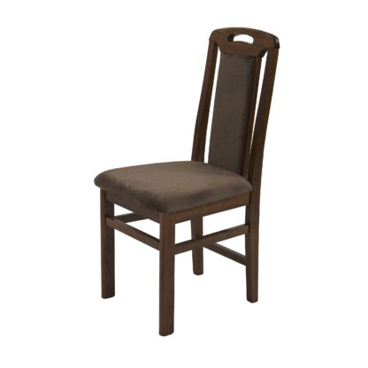 Scaun din lemn masiv de fag tapitat cu stofa Zim Standard W24, walnut