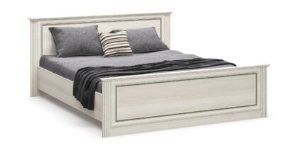Set Dormitor Bristol, Alb murdar, Dulap 200 cm, Pat 160×200 cm, 2 noptiere, comoda - imagine 2