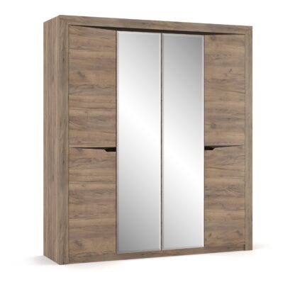 Set Dormitor Sofia, Stejar, Dulap 200 cm, Pat 160×200 cm, 2 noptiere, comoda - imagine 2