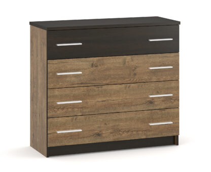 Set Dormitor Veronika, Stejar/Wenge, Dulap 150 cm, Pat 160×200 cm, 2 noptiere, comoda - imagine 5