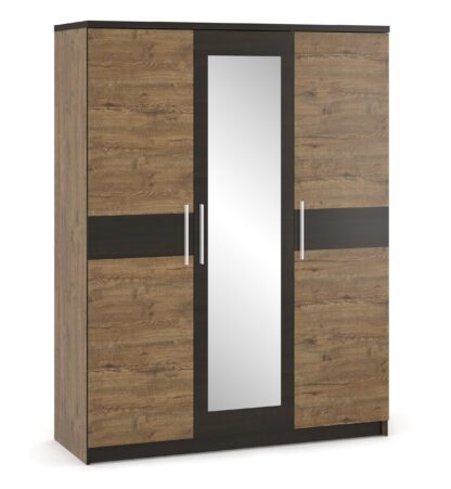 Set Dormitor Veronika, Stejar/Wenge, Dulap 150 cm, Pat 160×200 cm, 2 noptiere, comoda - imagine 2