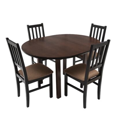 Set masa extensibila 100 x 130 cm cu 4 scaune tapitate, MB-12 Poli1 si S-38 Boss4 W15, Wenge, lemn masiv, stofa - imagine 4