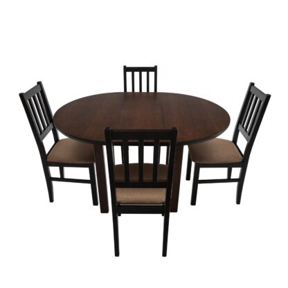 Set masa extensibila 100 x 130 cm cu 4 scaune tapitate, MB-12 Poli1 si S-38 Boss4 W15, Wenge, lemn masiv, stofa - imagine 3