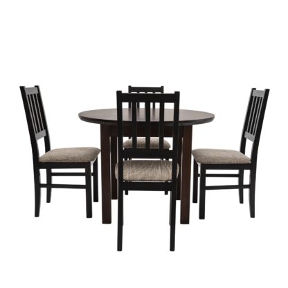 Set masa extensibila 100 x 130 cm cu 4 scaune tapitate, MB-12 Poli1 si S-38 Boss4 W2, Wenge, lemn masiv, stofa - imagine 5