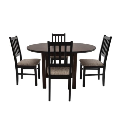 Set masa extensibila 100 x 130 cm cu 4 scaune tapitate, MB-12 Poli1 si S-38 Boss4 W2, Wenge, lemn masiv, stofa - imagine 4