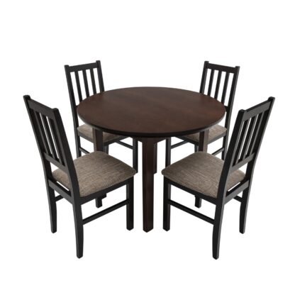 Set masa extensibila 100 x 130 cm cu 4 scaune tapitate, MB-12 Poli1 si S-38 Boss4 W2, Wenge, lemn masiv, stofa - imagine 2