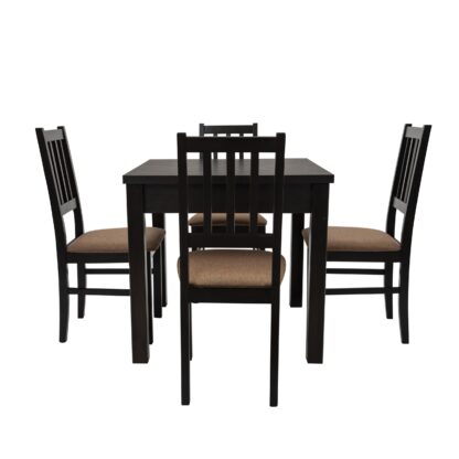 Set masa fixa 80 cm cu 4 scaune tapitate, MB-13 Max9 si S-38 Boss4 W15, Wenge, lemn masiv de fag, stofa - imagine 3