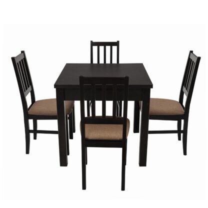 Set masa fixa 80 cm cu 4 scaune tapitate, MB-13 Max9 si S-38 Boss4 W15, Wenge, lemn masiv de fag, stofa - imagine 4